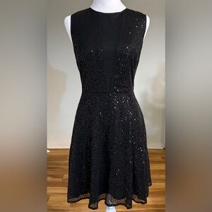 Cynthia Rowley, Black Sequin Fit and Flare Minidress, Size 2